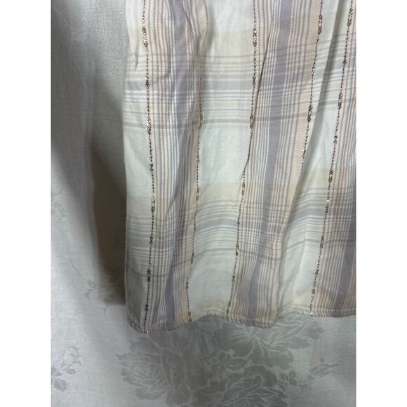 Lane Bryant Peasant Top 20 Pastel Plaid Gold Sparkle Smocked - Picture 3 of 12